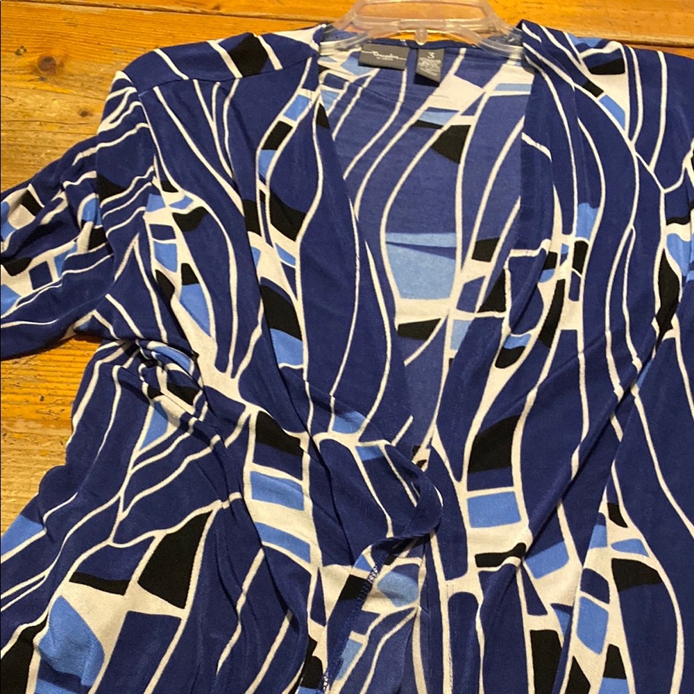 Blue and Black Abstract Patterned Top
